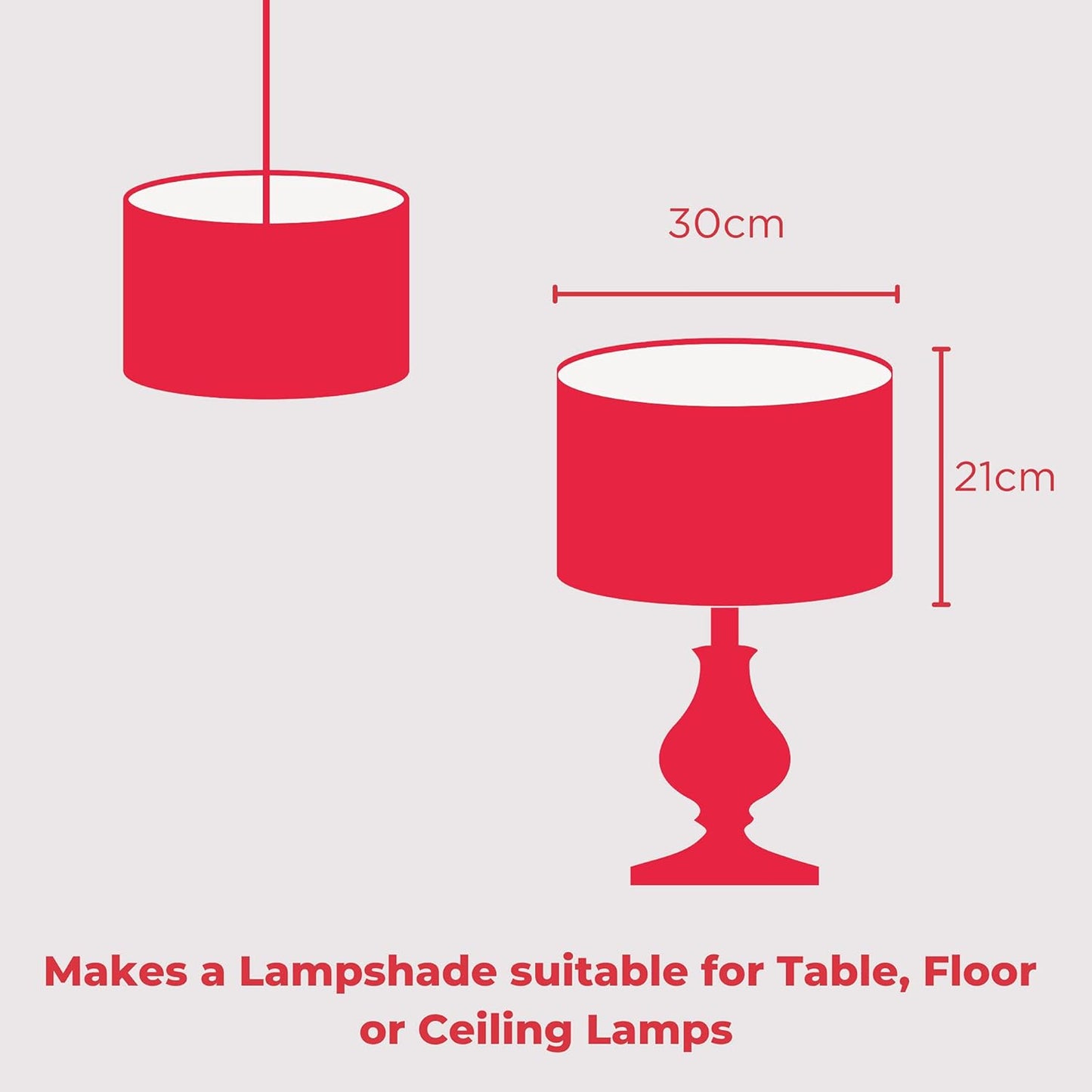 30Cm Lampshade Making Kit Use with Pendant Ceiling Lights and Table and Floor Lamp, Drum Circle Shape UK DIY Use with Fabric, Textile, Wallpaper of Choice.