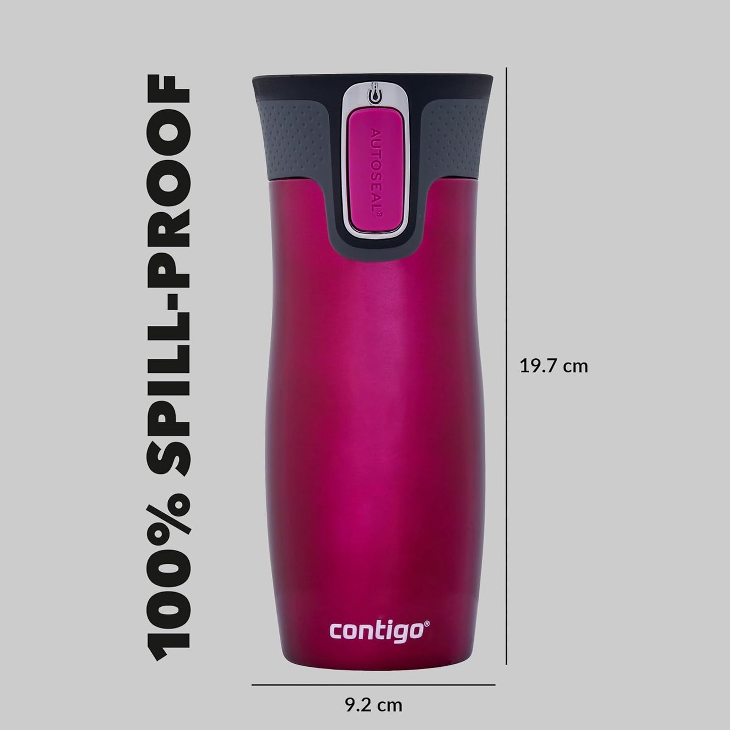 West Loop Autoseal Travel Mug, Stainless Steel Thermal Mug, Vacuum Flask, Leakproof Tumbler, Coffee Mug with BPA Easy-Clean Lid