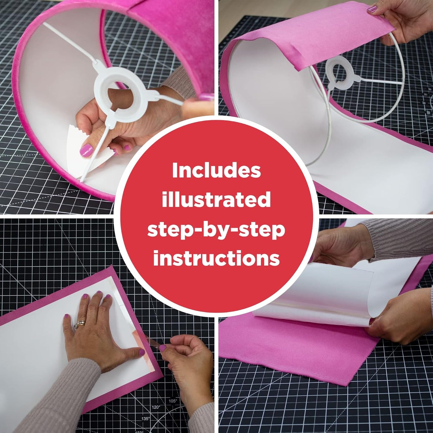 30Cm Lampshade Making Kit Use with Pendant Ceiling Lights and Table and Floor Lamp, Drum Circle Shape UK DIY Use with Fabric, Textile, Wallpaper of Choice.