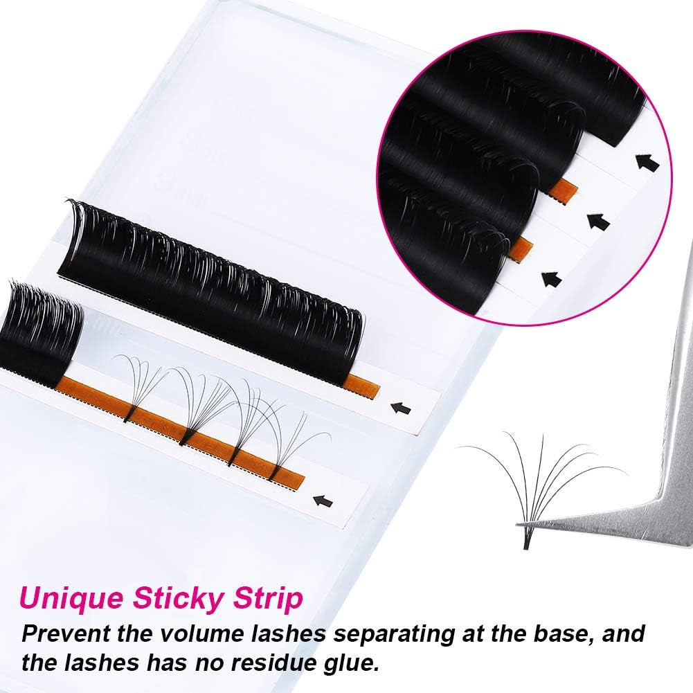 Easy Fan Lashes D Curl 0.07 11-12-13Mm Mixed Tray Russian Lashes Natural Look Self Fanning Eye Lashes Automatic Blooming Russian Eyelashes Extensions