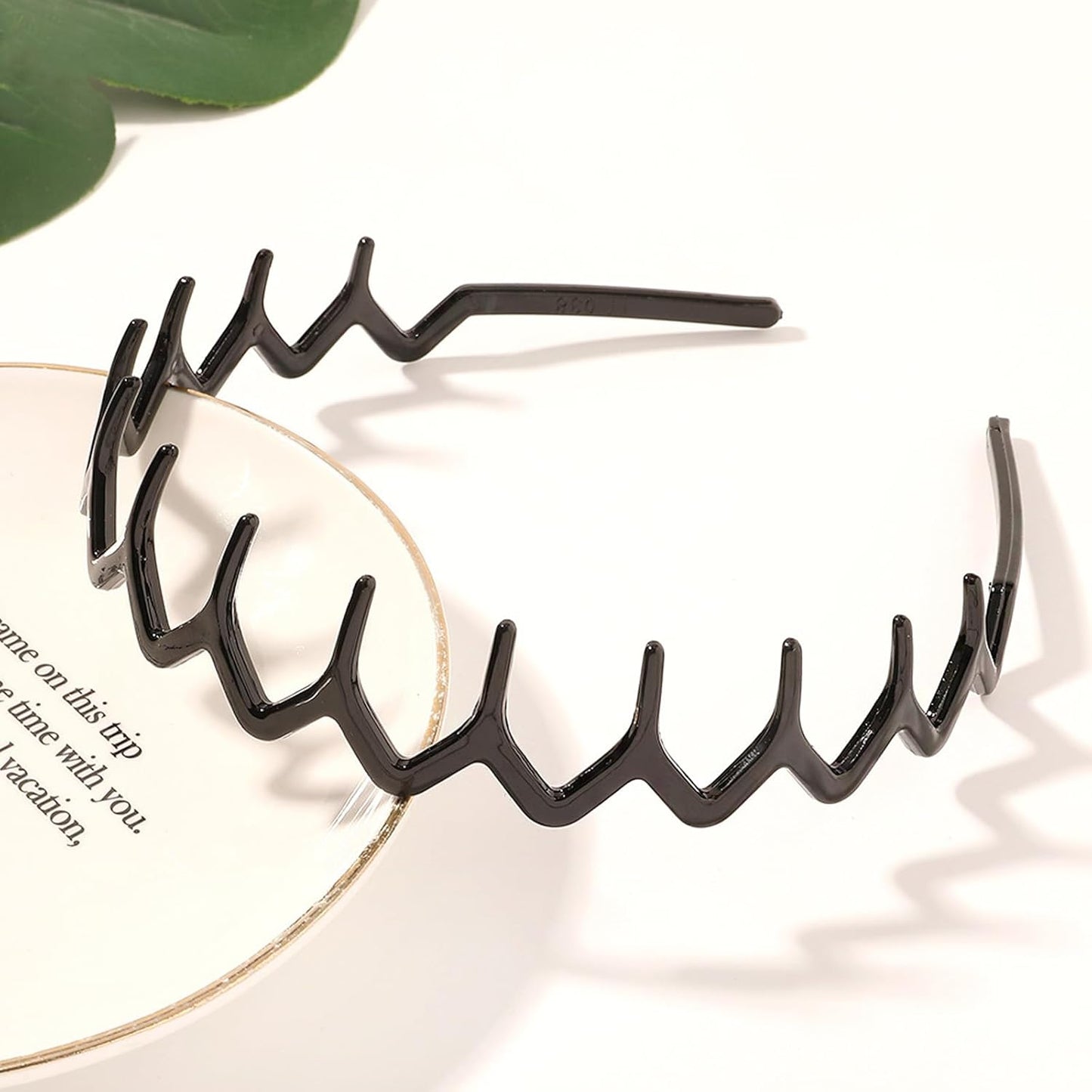 Zig Zag Headband for Women'S Hair: 2 Pack Plastic Wavy Hair Bands for Work, Sports, Wash Face - Sharks Wide Tooth Comb Hair Bands for Women Girls - Hair Bands for Fashion Men