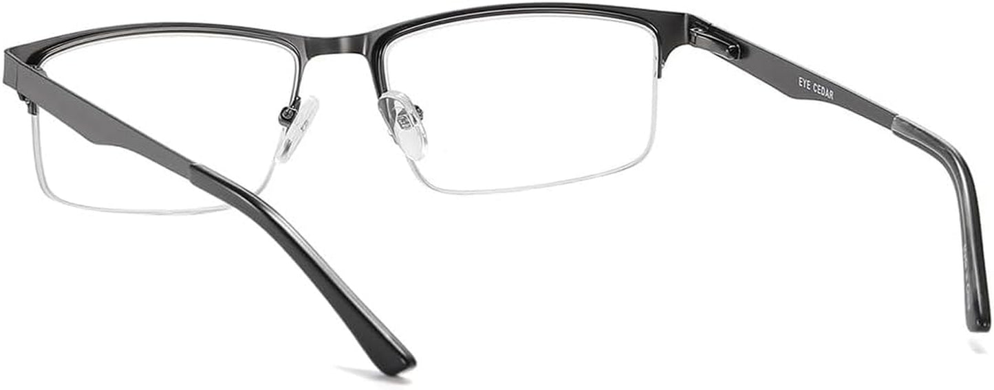 5 Pack Reading Glasses Men Metal Half Frame Spring Hinges Rectangular Style Eyeglasses Readers 1.75