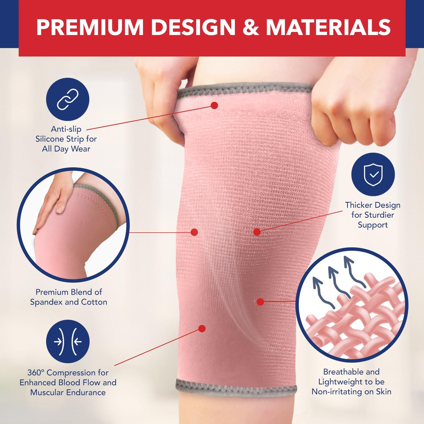Doctor Developed Knee Brace/Knee Support/Compression Sleeve & HANDBOOK - Relief for Joint Disease (Osteo/Rheumatoid), Tendonitis, Running & Weightlifting (Pink, M)