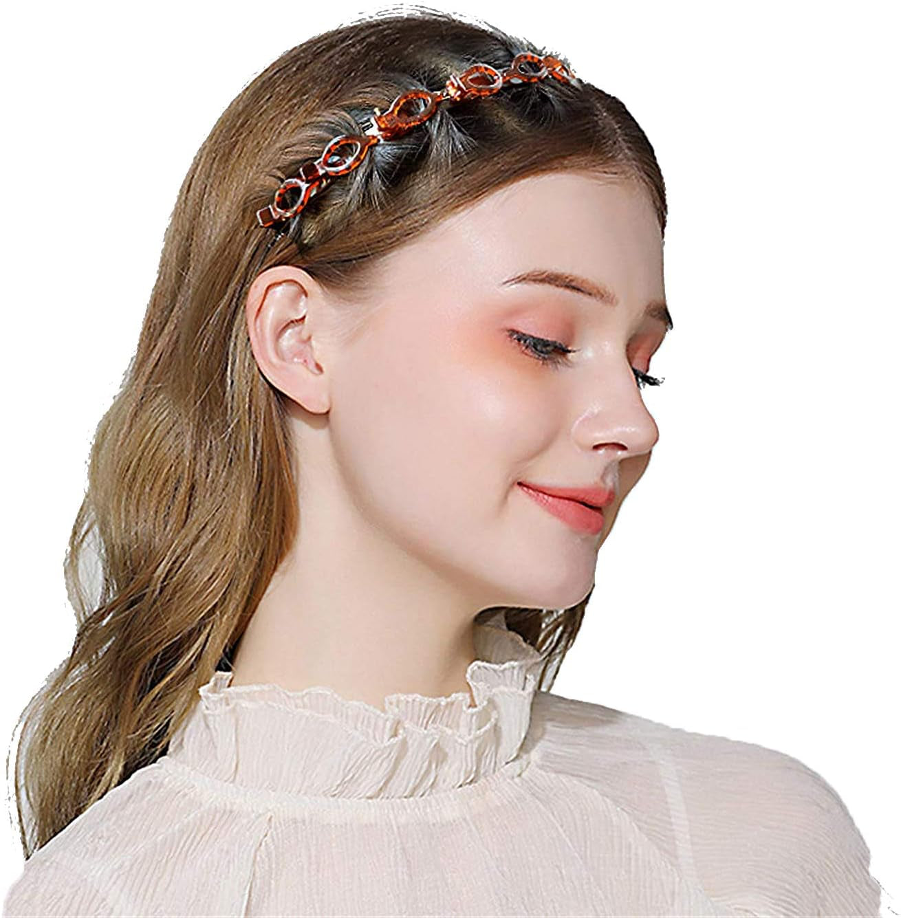 Double Bangs Hairpin, 2Pcs Hairpin Headbands, Twist and Clip Headband/Korean Braided Headband/Hairpin Hair Band/Diy Hairband Non-Slip for Women Girls
