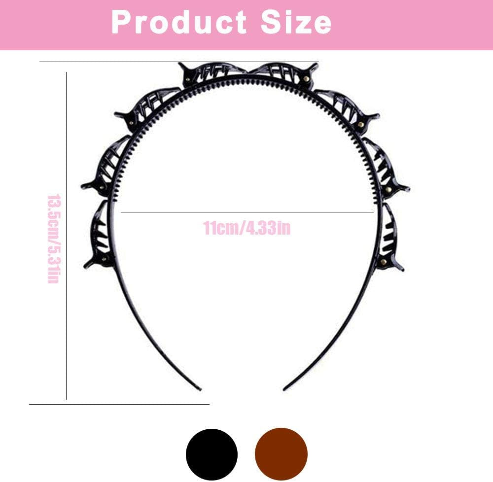Double Bangs Hairpin, 2Pcs Hairpin Headbands, Twist and Clip Headband/Korean Braided Headband/Hairpin Hair Band/Diy Hairband Non-Slip for Women Girls