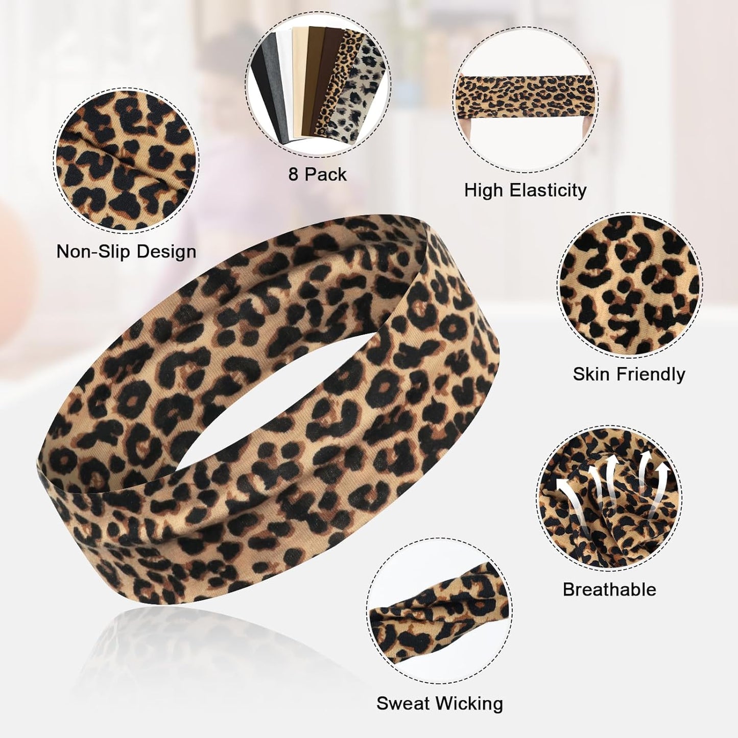 8 Pcs Headbands for Women'S Hair, Fashion Hair Bands for Women Soft Elastic Ladies Headband Yoga Gym Hair Accessories