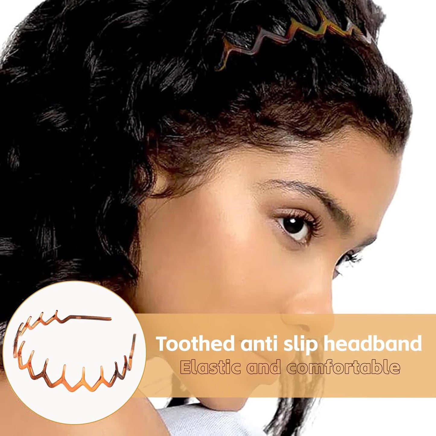 Zig Zag Headband for Women'S Hair: 2 Pack Plastic Wavy Hair Bands for Work, Sports, Wash Face - Sharks Wide Tooth Comb Hair Bands for Women Girls - Hair Bands for Fashion Men