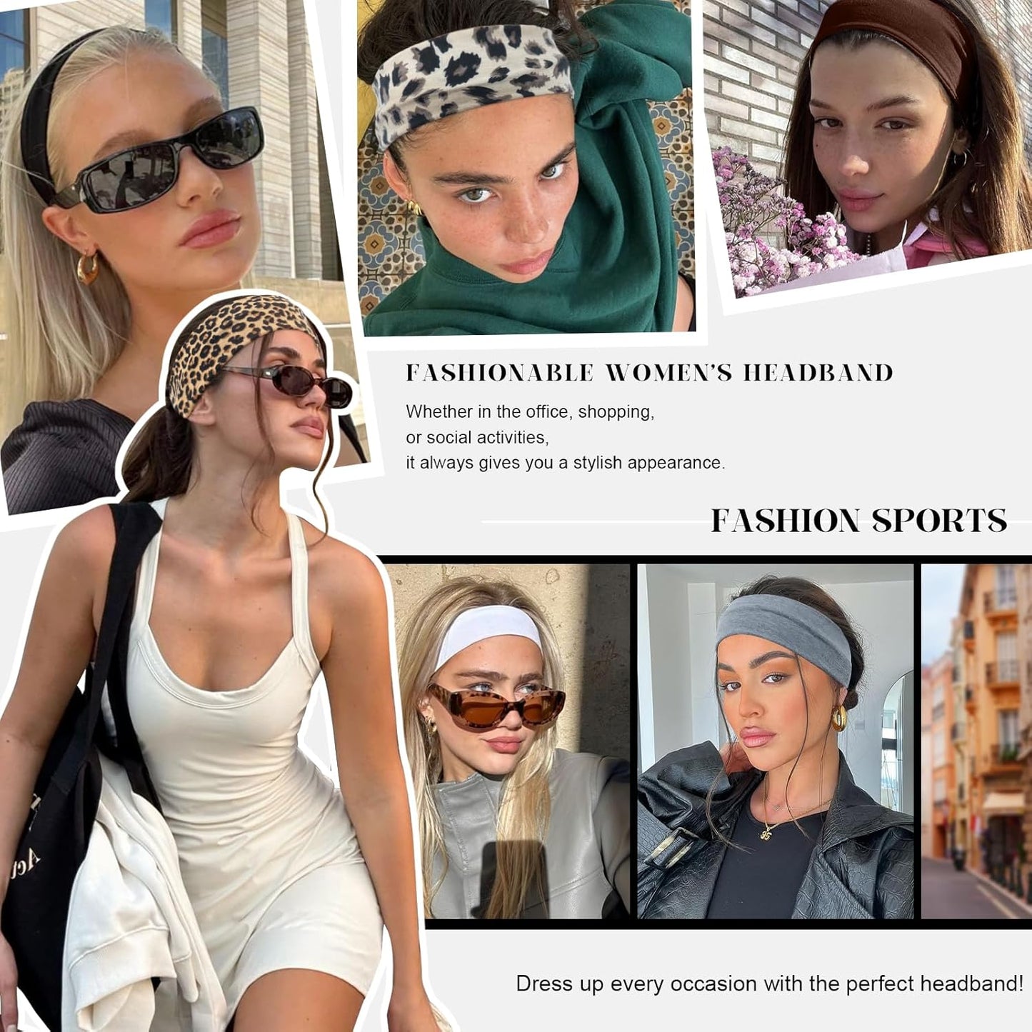 8 Pcs Headbands for Women'S Hair, Fashion Hair Bands for Women Soft Elastic Ladies Headband Yoga Gym Hair Accessories