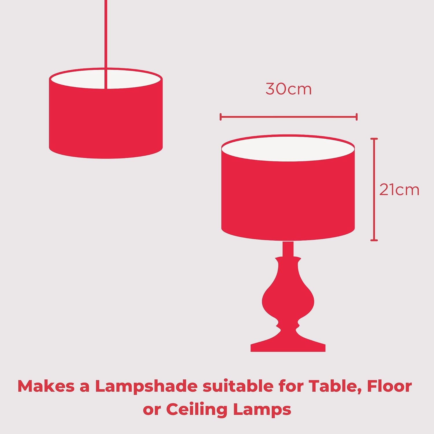 30Cm Lampshade Making Kit Use with Pendant Ceiling Lights and Table and Floor Lamp, Drum Circle Shape  UK DIY Use with Fabric, Textile, Wallpaper of Choice.