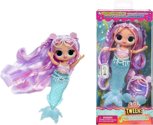 Tweens - Mermaid Lana Marine - Fashion Doll with Colour Changing Tail, Movable Fin, and Beautiful Accessories – Toys for Kids and Collectors from 4 Years Old