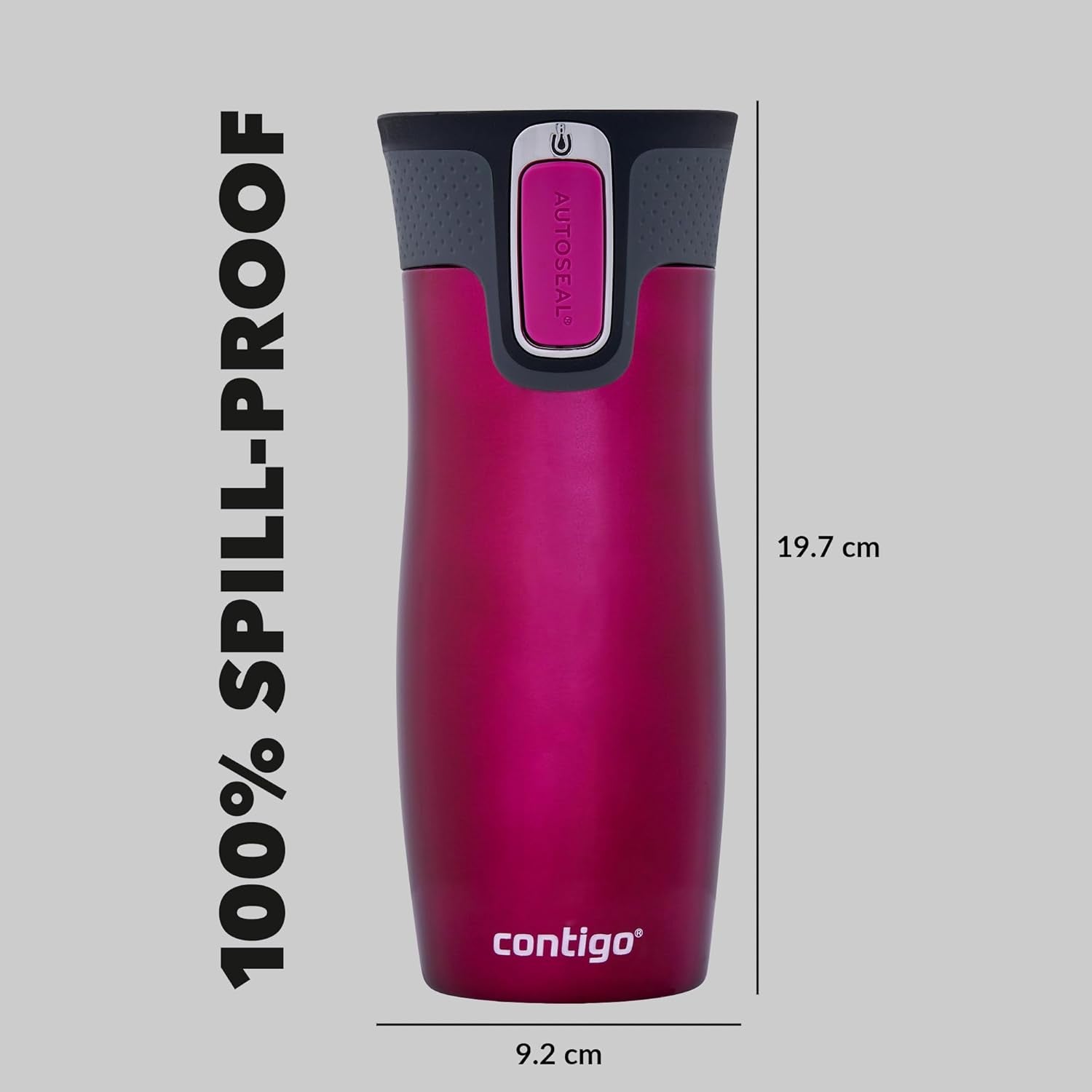 West Loop Autoseal Travel Mug, Stainless Steel Thermal Mug, Vacuum Flask, Leakproof Tumbler, Coffee Mug with BPA Easy-Clean Lid