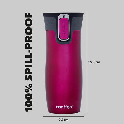 West Loop Autoseal Travel Mug, Stainless Steel Thermal Mug, Vacuum Flask, Leakproof Tumbler, Coffee Mug with BPA Easy-Clean Lid