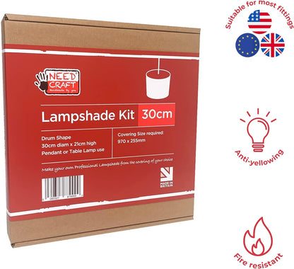 30Cm Lampshade Making Kit Use with Pendant Ceiling Lights and Table and Floor Lamp, Drum Circle Shape  UK DIY Use with Fabric, Textile, Wallpaper of Choice.