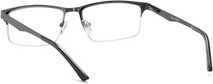5 Pack Reading Glasses Men Metal Half Frame Spring Hinges Rectangular Style Eyeglasses Readers 1.75