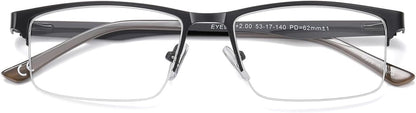 5 Pack Reading Glasses Men Metal Half Frame Spring Hinges Rectangular Style Eyeglasses Readers 1.75