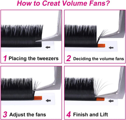Easy Fan Lashes D Curl 0.07 11-12-13Mm Mixed Tray Russian Lashes Natural Look Self Fanning Eye Lashes Automatic Blooming Russian Eyelashes Extensions